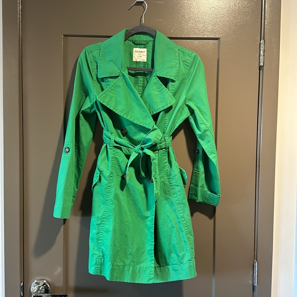 Green Old Navy Trench Coat